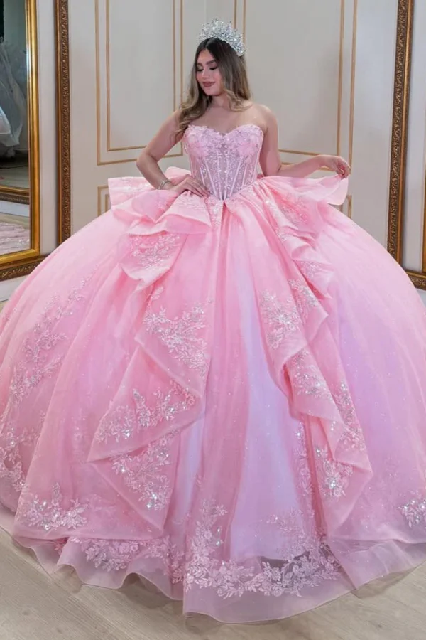 Princess Quinceanera Dresses for Sweet 16 Tulle Lace Appliqued Prom Party Dresses