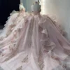 Sweetheart Tulle Ruffle Lace Appliqued Blush Quinceanera Dresses for Sweet 16 Party