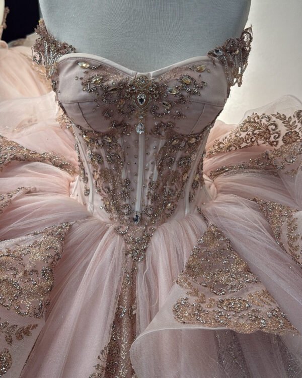 Sweetheart Tulle Ruffle Lace Appliqued Blush Quinceanera Dresses for Sweet 16 Party