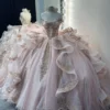 Sweetheart Tulle Ruffle Lace Appliqued Blush Quinceanera Dresses for Sweet 16 Party