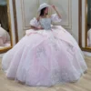 Gorgeous Glittery Tulle Appliqued Quinceanera Dresses Off Shoulder Sweet 16 Party Gowns
