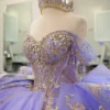 Princess Tulle Lace Beaded Lilac Quinceanera Dresses Ball Gown Sweet 15 Party Dress