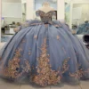 Off Shoulder Tulle Corset Appliqued Quinceanera Dresses Princess Sweet 16 Party Gowns