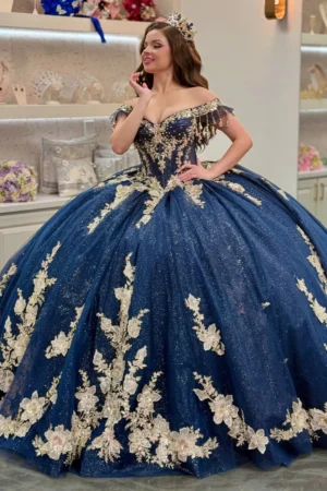 Gorgeous Glittery Tulle Appliqued Off Shoulder Quinceanera Dresses for Sweet 16