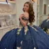 Gorgeous Glittery Tulle Appliqued Off Shoulder Quinceanera Dresses for Sweet 16