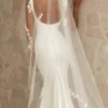 Mermaid Square Neck Straps Ruched Open Back Satin Wedding Dress