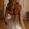 A-Line Strapless Appliques Lace Up Boho Wedding Dress